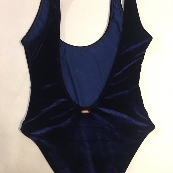 Fox Swim navy blue velvet one piece swimsuit M - Picture 8 of 8